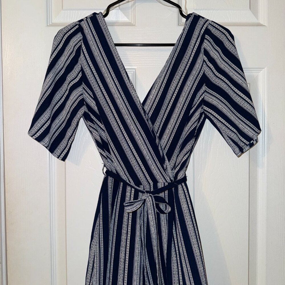 Women's XS Navy Blue & White Striped Romper